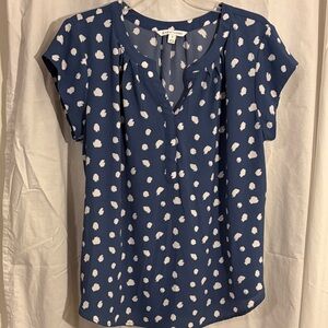 41 Hawthorn Blue and White Polka Dot Blouse